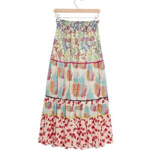 Anthropologie Lorraine Tiered Maxi Skirt Small Petite Floral Poppy Cottage Trad